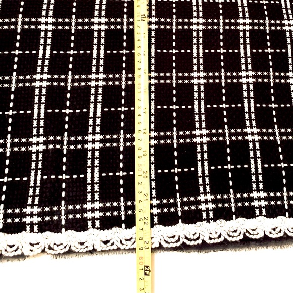 Black & white plaid mini wool blend pencil skirt white lace at finish line US 12 - Picture 9 of 11